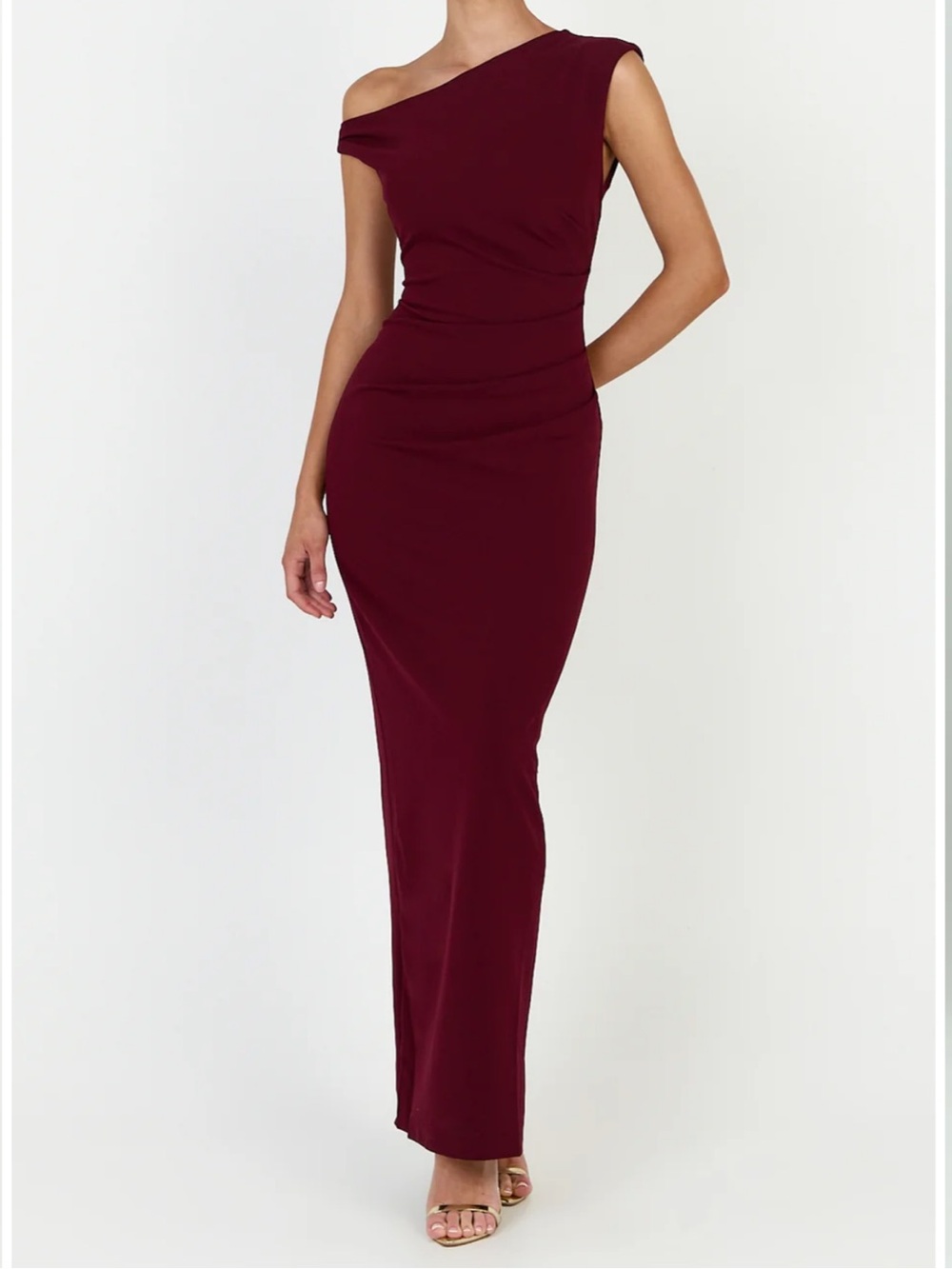 SHOWPO GENIE MAXI DRESS - OFF THE SHOULDER DRESS IN WINE
